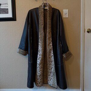 Brown Vegan Leather Coat